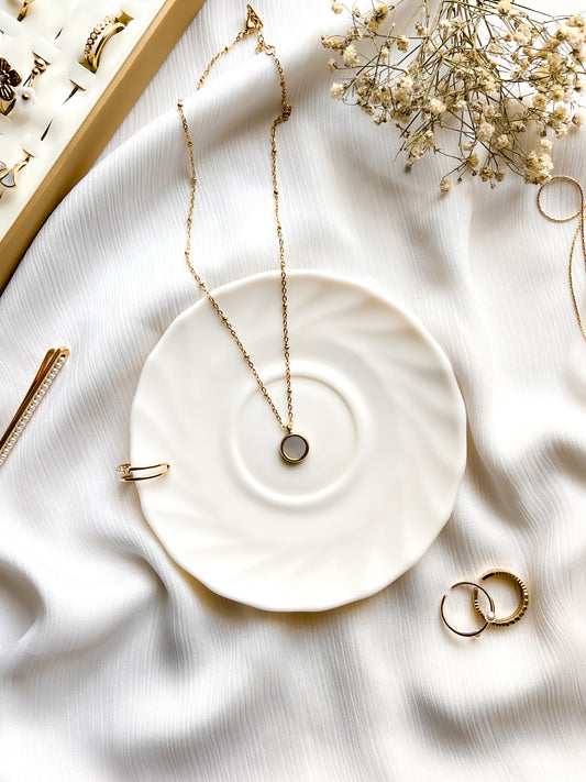 White Pearl Circle Necklace
