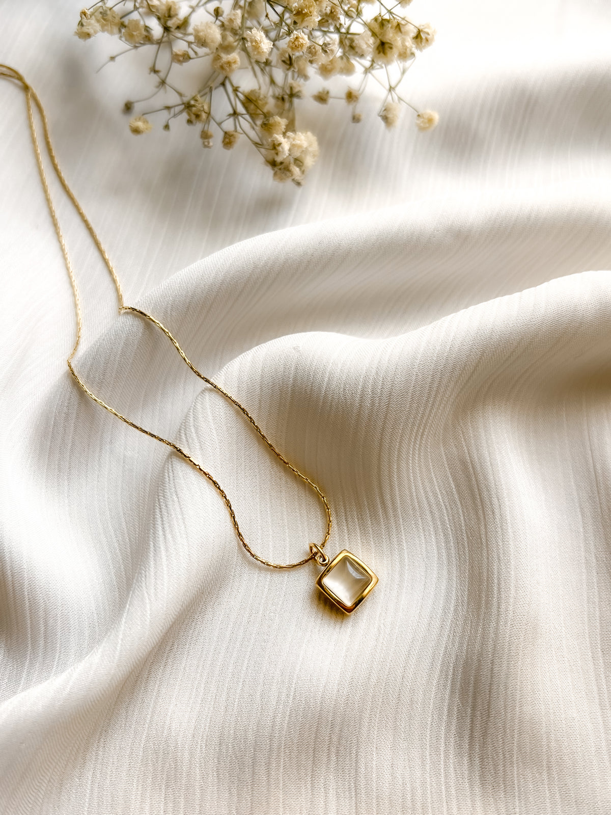White Square Necklace