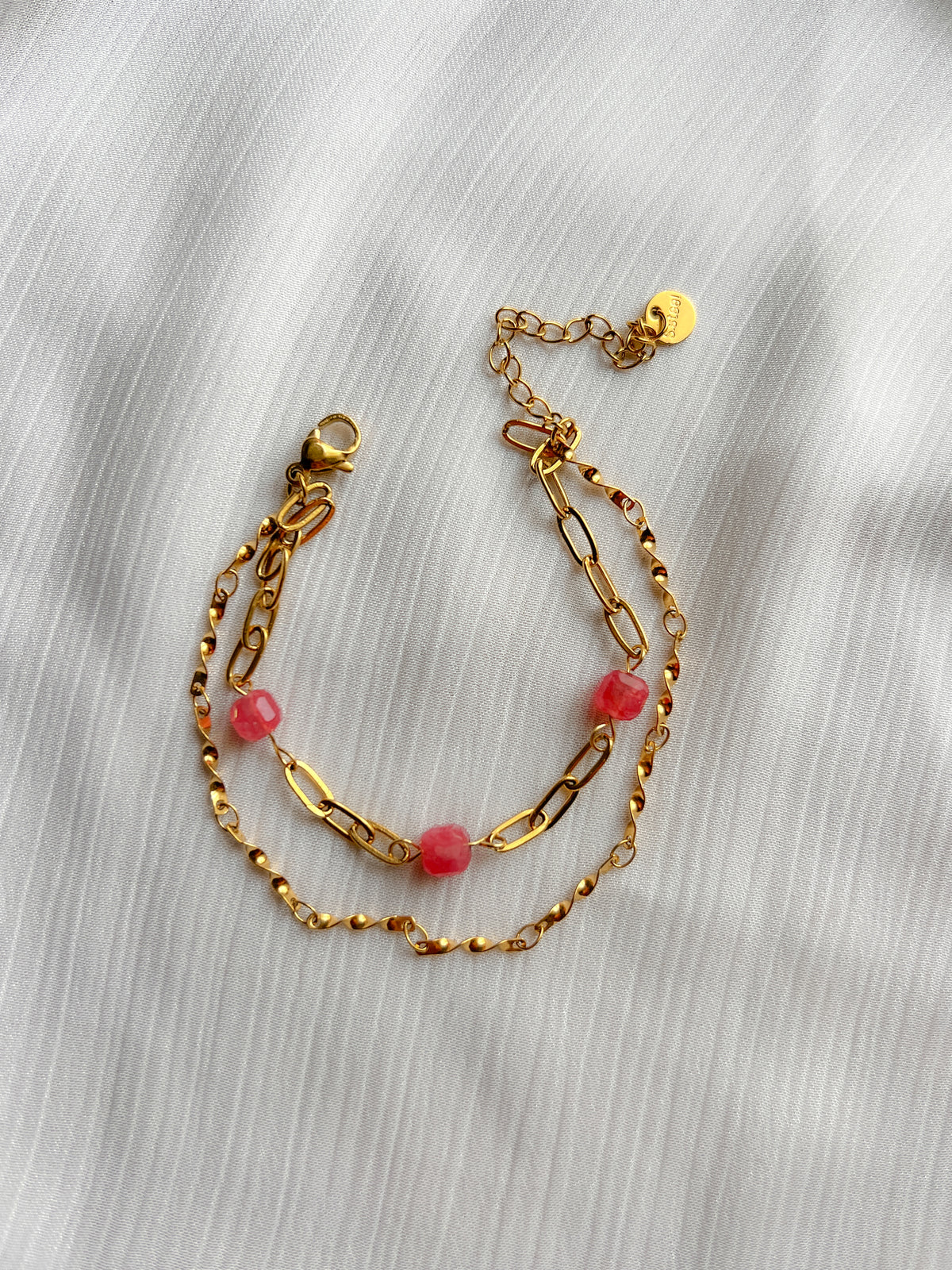 Pink & Gold Layered Bracelet 01